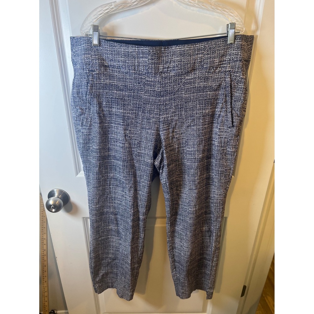 Lane Bryant Womens Allie Pants Textured Basketweave Blue White 20R